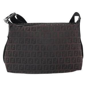 Fendi Zucchino Shoulder Bag Dark Brown